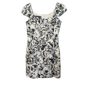 Rickie Freeman Teri Jon Women's Black White Floral Print Cocktail Dress Size 12